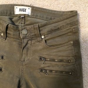 Paige Skinny Jeans in Olive Green